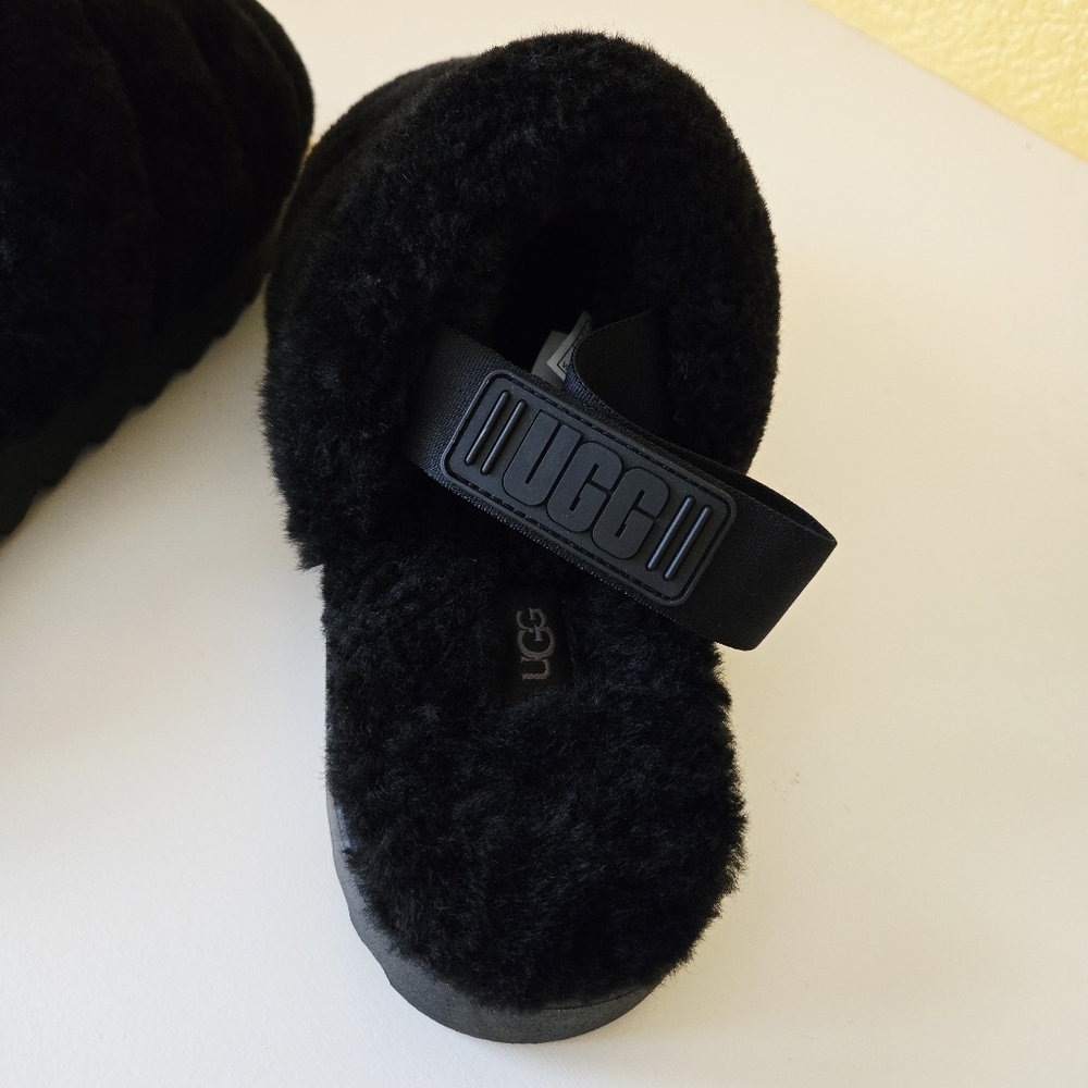 UGG SUPER FLUFF BLACK SLIDE SHEEPSKIN CLOSED TOE MULE SLIPPERS SIZE US 10 WOMEN - Picture 12 of 16